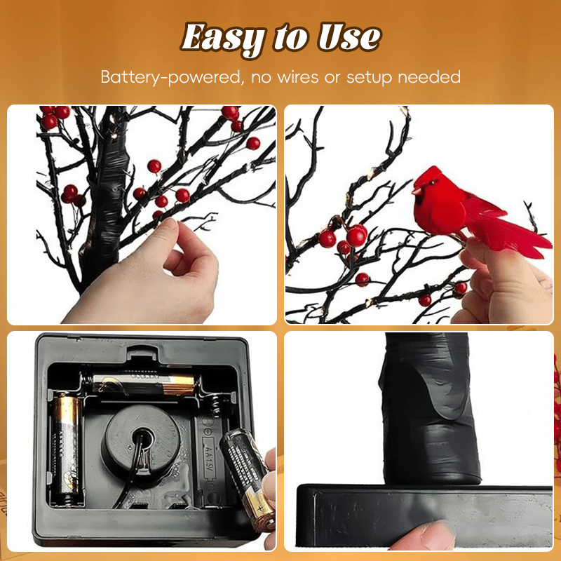 š„Hot Saleš„Vintage Glowing Cardinal Tree With Berries