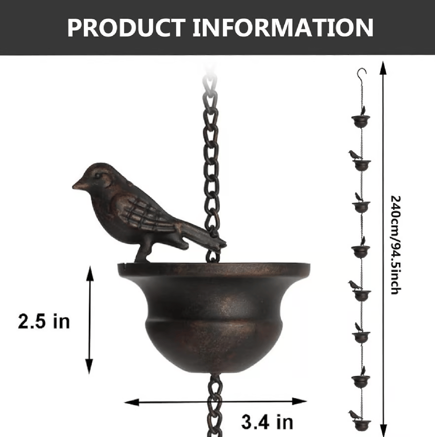 ✨Decorative Rain Chain with Bird Bath Design