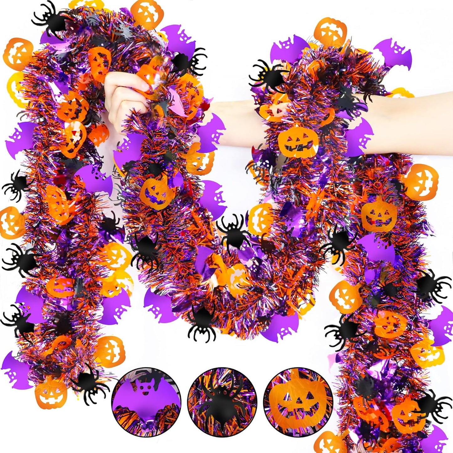 Halloween Tinsel Garland – Sparkly & Spooky Party Decor