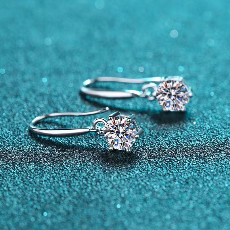 🔥Hot Sale💎Elegant Six-Prong Moissanite Earrings with Secure Hook