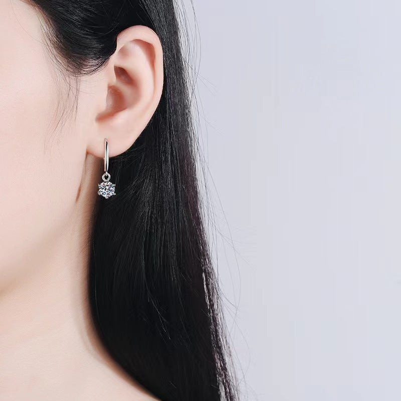 🔥Hot Sale💎Elegant Six-Prong Moissanite Earrings with Secure Hook