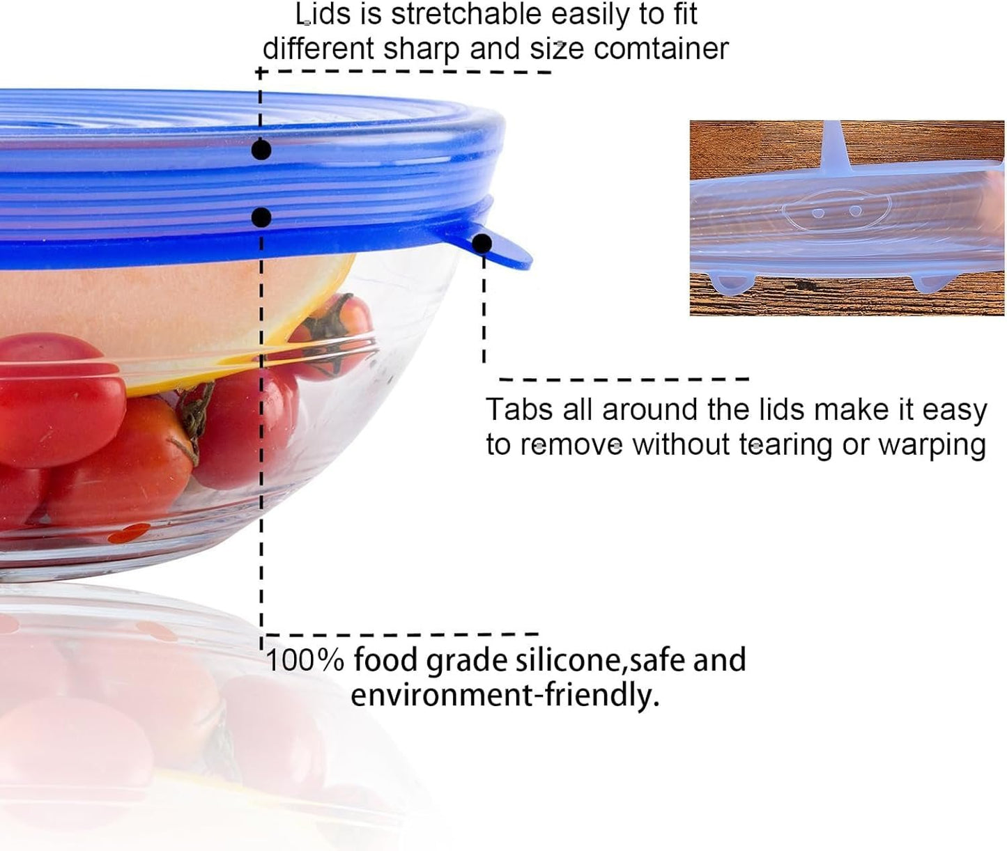 ♻️ 100% Reusable Eco-Friendly - Silicone Stretch Airtight Food Wrap Covers🔥
