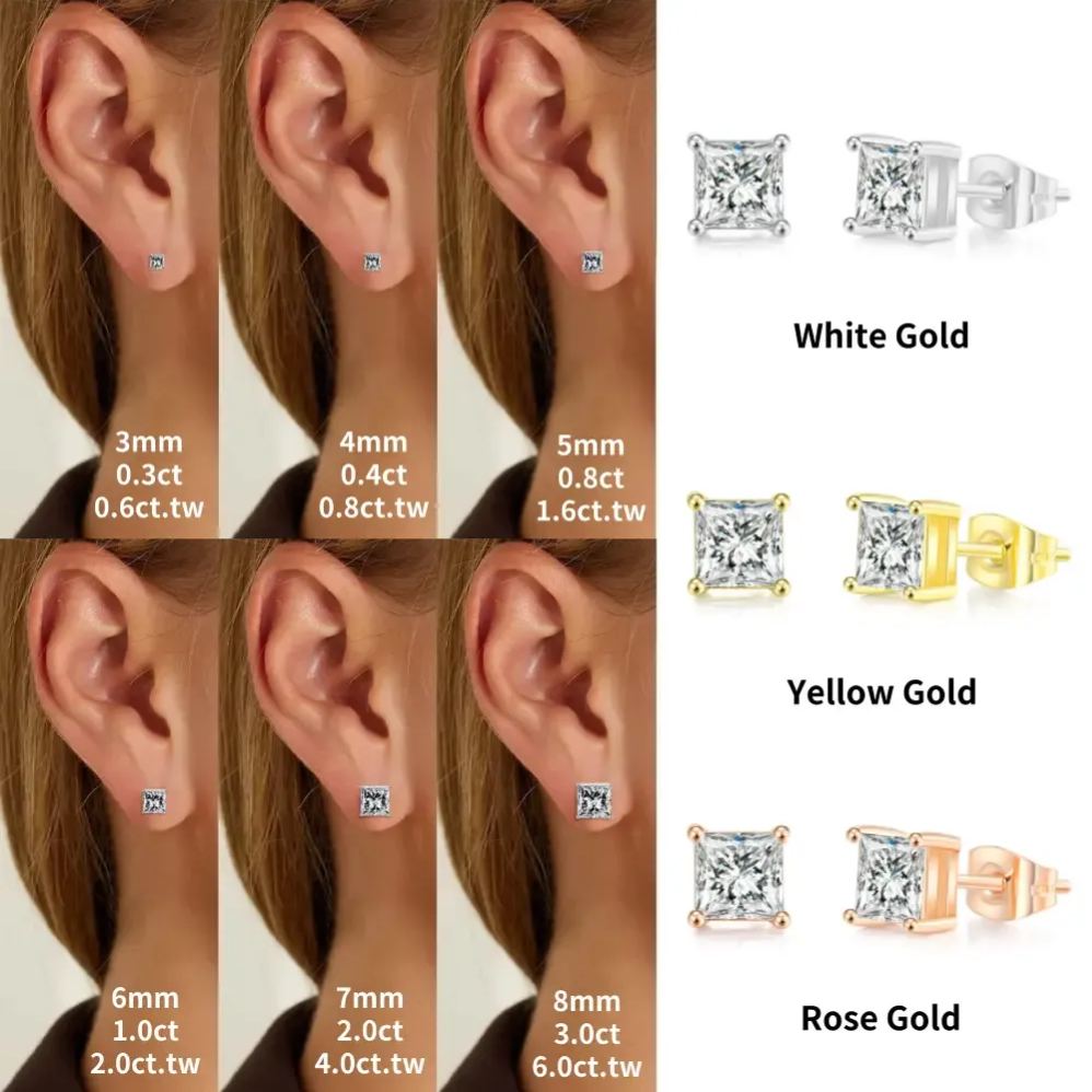🔥Hot Sale🎁Princess Cut Moissanite Stud Earrings💎