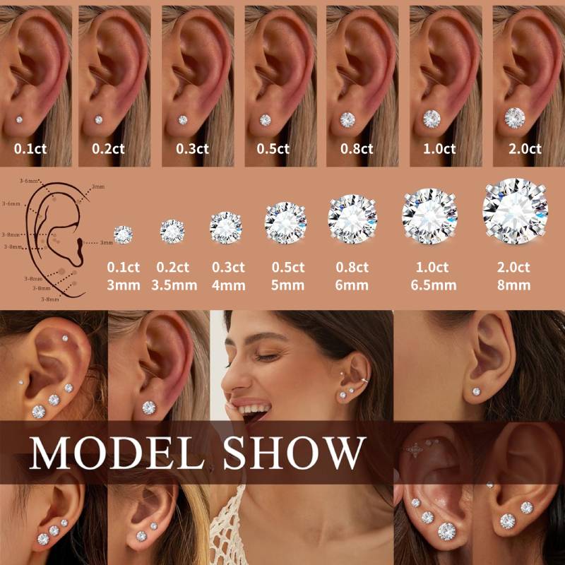 🔥Hot Sale💎Elegant Six-Prong Moissanite Earrings with Secure Hook